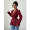 Women Elegant Blazer Suits Ladies Spring Autumn Long Sleeve Single Button Jackets Coats with Lace Hem