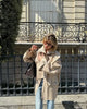 Beige Belted Long Outerwears Women Stand Up Collar Long Sleeve Loose Coat Autumn Streetwear Office Lady Tops