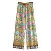 Women Peacock Floral Print Bohemian Wide Leg Pants Lady Elastic Waist Loose Rayon Boho Long Pant Oversize Trousers
