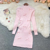 Chic Sexy Wrap Hips Knitted Mini Dress Y2K Aesthetic 3D Bows Bodycon Party Dress Streetwear Lady Dress