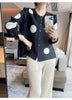 Color Contrast Polka Dot Print Pleated Cardigan Blouse Versatile Shirt Women's Short Coat Spring 2DE391