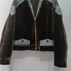 Women's Coat Patchwork Zipper Denim Velvet Beading Long Sleeve Loose Vintage Jackets Autumn 29A3480
