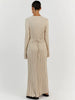 Lace-Up Female Knit Maxi Dress Autumn High Waist Patchwork Long Sleeve Loose Solid Dress Bandage Knitwear Dress