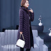 Middle-aged Womens Down Cotton Coat Winter Long Warm Quilted Cotton Jacket Female Casual Hooded Parka Overcoat Purple 5XL