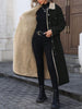Women Faux Fur Mid Length Coats Jackets Turn Down Collar Coat Thick Denim Y2k Streetwear Jacket Elegant Outerwear Autumn Winter
