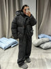 Print Hooded Puffer Coat Set Women Quilted High Neck Full Sleeve Zip Pockets Jacket Wide Leg Pants Winter Warm Sets