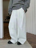 Winter Thick Warm Pants For Women High Waist Pleated Wide Leg Trousers Office Lady Clothes Minimalism 26C967