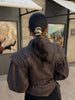 Women Leather Bomber Jackets Coats With Belt Notched Shoulder Pads Motorcycle Street Chic Short Outwear Solid Lace Up