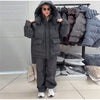 In stock Polka Dot Hooded Puffer Coat Drawstring Hem Zip‑Up Winter Women Warm Pants Set Glam Causal Lady Cotton‑Padded Suit