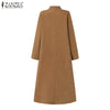 Women Autumn Corduroy Dress Casual Long Sleeve Buttons Up Sundress Solid Loose Holiday Vestido Kaftan Vintage Shirt Dress