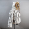 Russian Women Real Rabbit Fur Coats Winter Warm 100% Natural Rabbit Fur Jacket Lady Warm With Raccoon Fur Hooded Outerwear