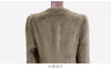 Autumn Winter Elegant Chic Short Fitted Faux Fur Blazer Women Single Button Puff Sleeve Fluffy Jacket