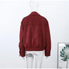 Red Suede Lapel Moto Jacket Oversized Zipped Long Sleeve Autumn Women Streetwear Biker Coat Versatile Lady Jaqueta