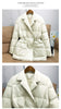 Lagabogy Winter Women White Duck Down Coat Female Notched Collar Double Breasted Coats Casual Lady Drawstring Puffer Outwear