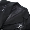 Women Black Sequin Embroidery Blazer 2 Piece Set Full Sleeve Lapel V-neck Coat Wide Leg Pants Suit Lady Spring Outfits