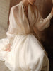 Loose Sheer Spliced Folds Sexy Dresses for Women V Neck Long Sleeves High Waist Dress Female Clothing
