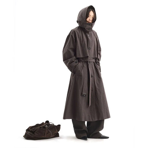 Free and Comfortable Mid-Length Trench Coat for Women, All-Cotton Jacket, Spring Style