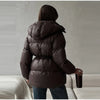 Solid Zipper Drawstring Puffer Jacket Quilted Water-Resistant Loose Winter/Fall Warm Women Outerwear Daily Causal Lady Coat