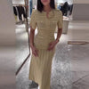 Spring French Slim Office Women Knitted A-line Dress