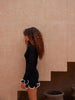 Knitted Contrast Slim Fit Mini Dress Women's Autumn Knitted Sweater Dress Long Sleeve Knitted Mini Dress