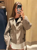 Chic Plaid Loose Women's Autumn Coats Belts Double-Breasted Lace-Up Turn-Down Collar Full Sleeve Lady Jacket Female Outwear