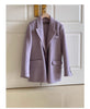 Women's Double-faced Woolen Coat Spring Autumn Suit Collar Double Breasted Long Sleeve Temperament Commuting Purple Jacket