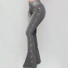Jeans High Waist Strecth Denim Flare Pants Women Vintage Trousers Buttons Denims Streetwear Autumn Female Floor Length