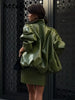 Street Zipper Leather Jackets Skirts Sets Women Loose Stand Collar Full Sleeve Coat Straight Skirt Autumn Winter Lady Suit