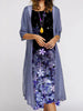 Europe and the United States autumn women's long dress two-piece set of floral print round neck suit petticoat