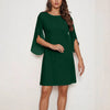 Woman Chiffon Bell Sleeve Shift Dress Woman Round Neck Soft Touch Lightweight Chic Design for Casual Elegance