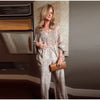 Spring Women Chic Boho Snake Print Pants Set Casual Batwing Sleeve Button Blouse & Wide-leg Pants Lady Vacation Outfits