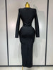 Women Sexy Sparkly Beading Bandage Dress Long Sleeve Bodycon Celebrity Party Elegant Evening Club Pary Dresses