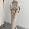 Autumn Winter Loose Turtleneck Women's Knitted Long Dresses Long Sleeve Vintage Straight A-line Dress Female