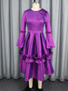 Stylish A Line Dresses for Women O Neck Long Flare Sleeve 3D Flower Ruffles Midi for Party Weddings and Special Events
