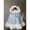Japanese Viange Outerwear Clothing Warm Bow Ruffles Hooded Ponchos Lolita Style Sweet Kawaii Capes Coat Women Autumn Winter