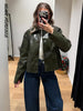 Lapel Long Sleeve Faux Leather Jacket Women Street Turn-down Collar Single Breasted Loose Coats Chic Lady Jackets Outerwears