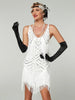 1920s Flapper Roaring Plus Size 20s Great Lady MIni Short Dress Gatsby Fringed Sequin Beaded Lady Mini Tassels Dress