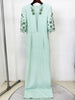 High Street Designer Women's Spliced Mesh Half Sleeve Beaded Long Maxi Dress