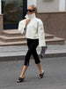 Chic Women Cropped PU Leather Jacket Stand Collar Wide Flare Sleeve Asymmetrical Wrap Open Front Coat Autumn Loose Jackets