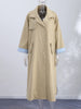 Elegant Khaki Women's Trench Coat Long Autumn Loose Stand Collar Full Sleeved Single Breasted Pocket Side Split Windbreaker