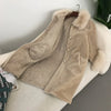 Elegant Faux Fur Collar Coat Women Winter Slim Patchwork Pocket Warm Trench Street Casual Long Faux Fox Fur Outerwear