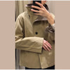 Women Reversible Double Sided Jacket Coat Stand Collar Plaid Loose Fit Warm Coats Casual Office Work Outerwear Spring