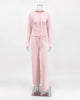 Fall Winter Knitted Suit Solid Cardigan Top Women's O neck Knitted Sweater Straight Trousers Two Piece Set Casual
