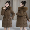 Winter Down Cotton Jacket Women Korean Cotton-Padded Thicken Warm Mid Long Hooded Parkas Slim Coat Female Casual Ladies Tops