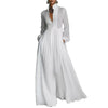 Single Breasted Ladies Pocket Dresses Elegant Stand Collar Long Sleeve Party Dress, Women Spring Solid Casual Dresses