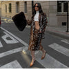 Deer Spotted Print Women 2pcs Skirt Sets Notched Lapel Oversized Blazer Midi Skirt Elegant Chic Autumn Winter Office Outfit