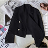 Women's Double Breasted Cropped Blazer Casual Office Wear Solid Color Suit Jacket Woman Spring Slim Fit Long Sleeve Blazers