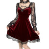 Women's Bandeau Long-sleeved Solid Color Dark Gothic Sexy Lace Stitched Dress