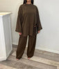 Autumn/winter Solid Color Corduroy Trousers Suit Women's Loose Long-sleeved Wide-leg Pants Two-piece Set Simple Commuting Wear