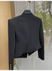 Brand Autumn Cropped Jackets Women Black Blazer Lapel Metal Button Long Sleeves Office Lady Coat Cropped Blazer Short Top